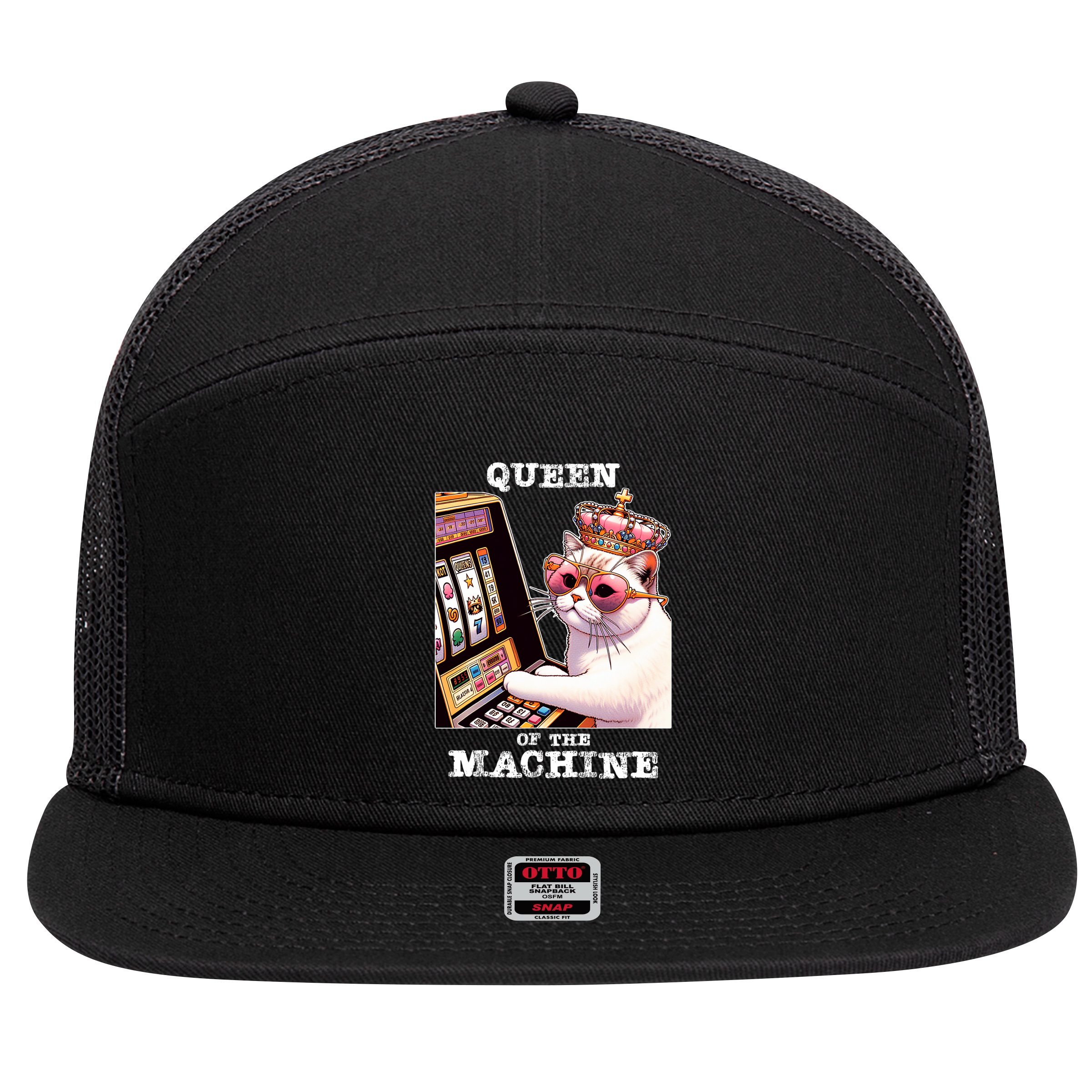 Queen Of The Slot Machine Casino Gambling Lover 7 Panel Mesh Trucker Snapback Hat