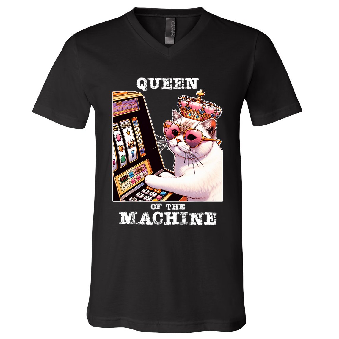 Queen Of The Slot Machine Casino Gambling Lover V-Neck T-Shirt