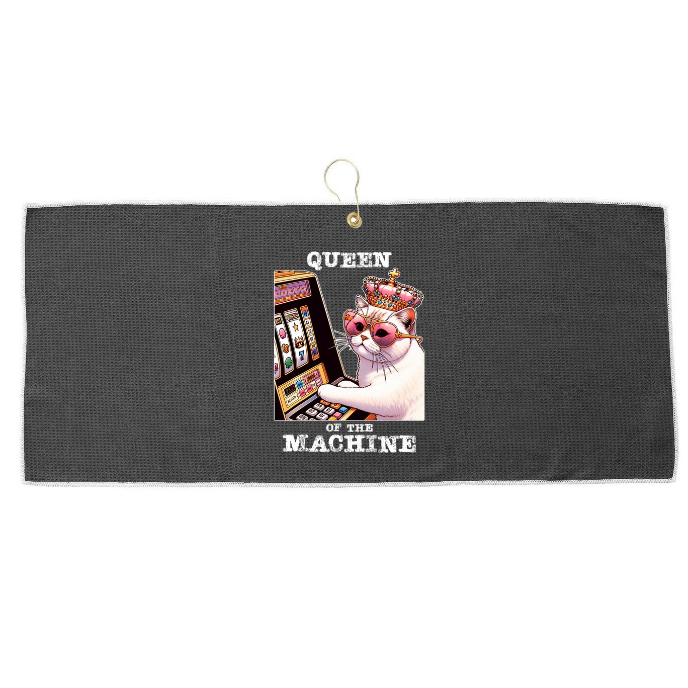 Queen Of The Slot Machine Casino Gambling Lover Large Microfiber Waffle Golf Towel