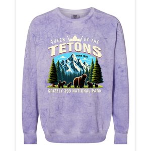 Queen Of The Tetons Grizzly 399 National Park Bear Lover Colorblast Crewneck Sweatshirt