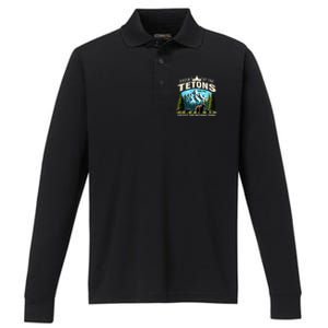 Queen Of The Tetons Grizzly 399 National Park Bear Lover Performance Long Sleeve Polo