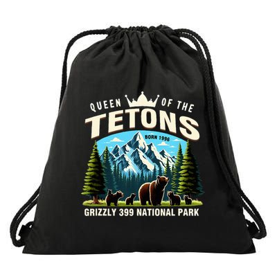 Queen Of The Tetons Grizzly 399 National Park Bear Lover Drawstring Bag