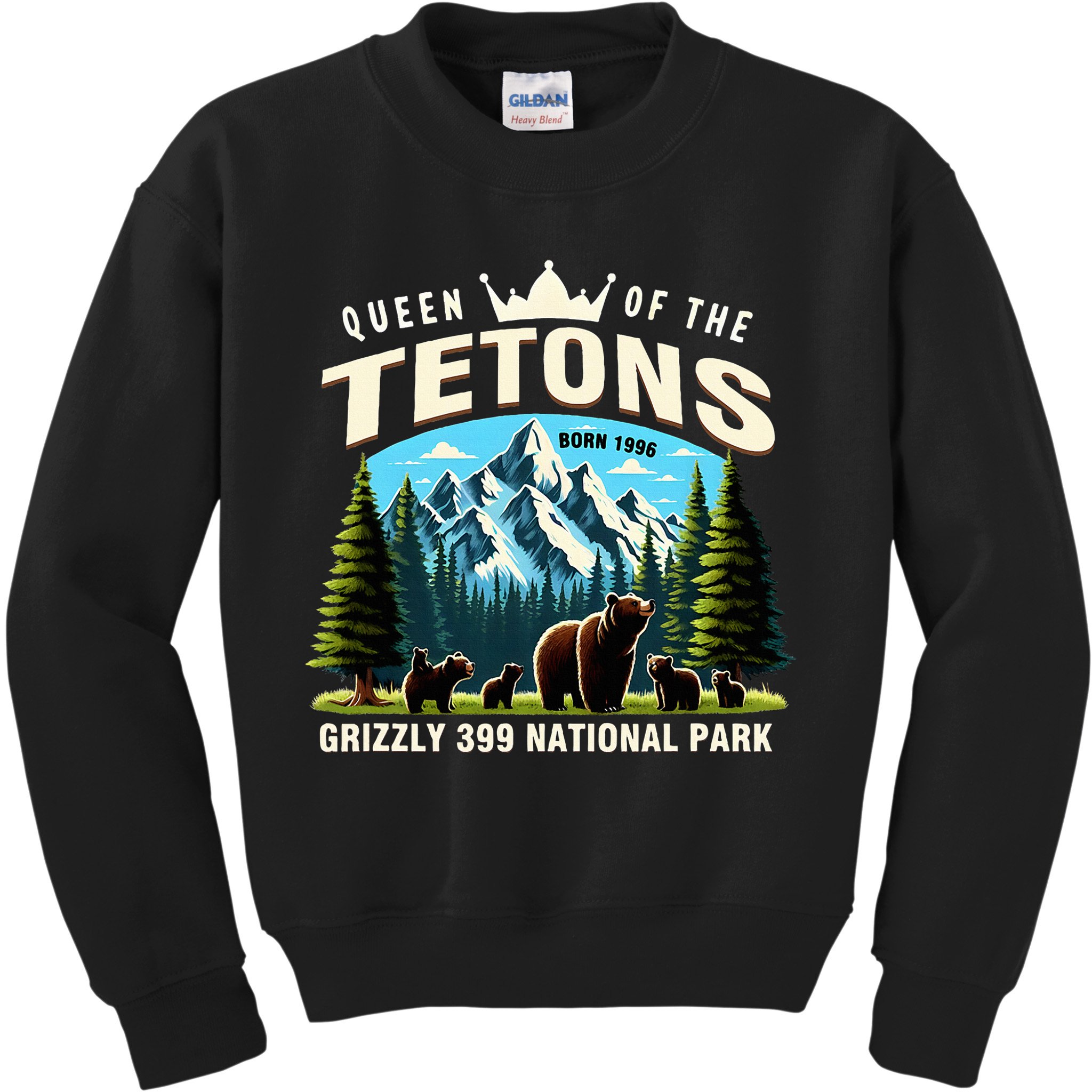 Queen Of The Tetons Grizzly 399 National Park Bear Lover Kids Sweatshirt