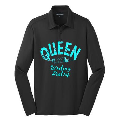 Queen Of Writing Poetry Funny Gift Silk Touch Performance Long Sleeve Polo