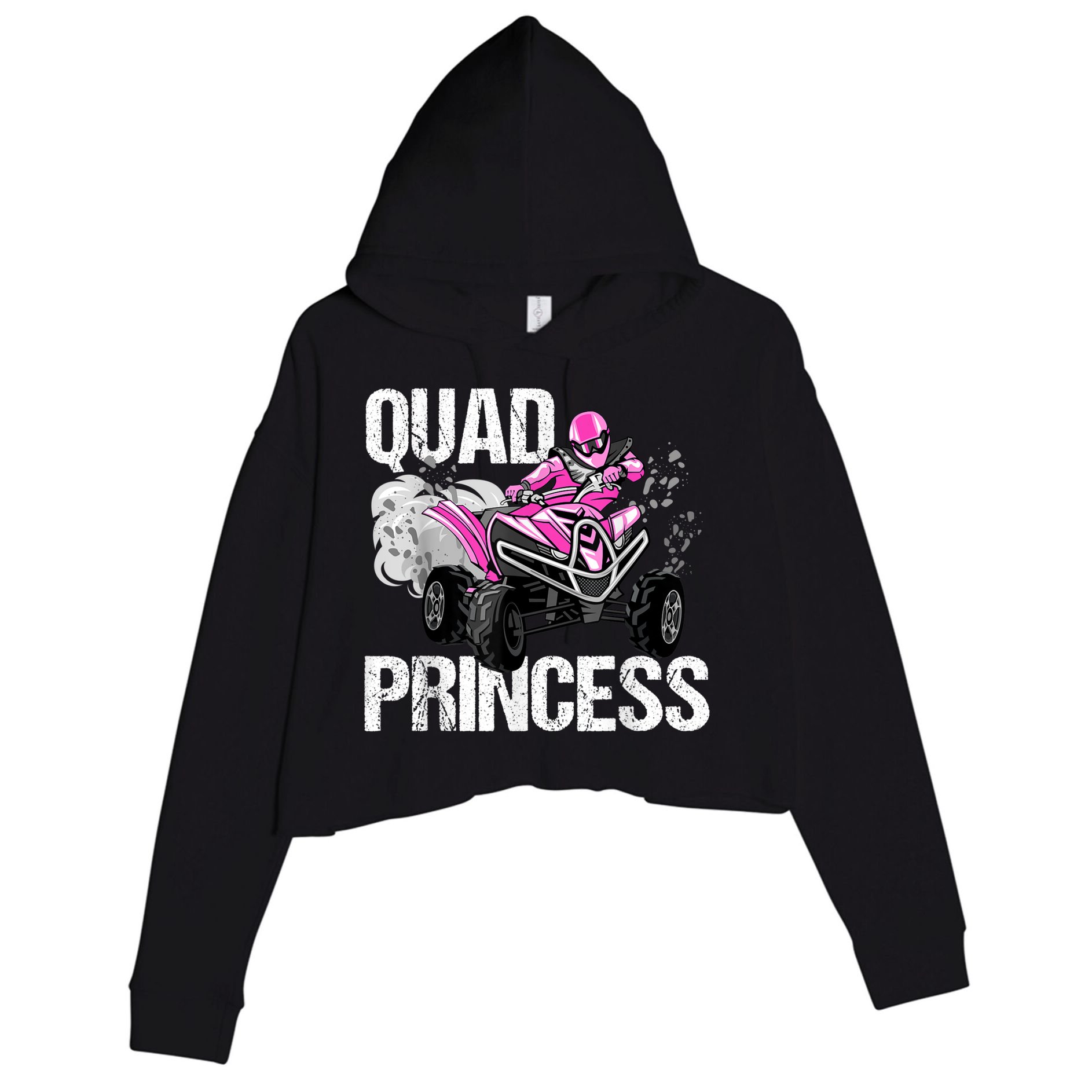Quad Princess ATV 4 Wheeler Quad Offroad Mud MX Girls Crop Fleece Hoodie