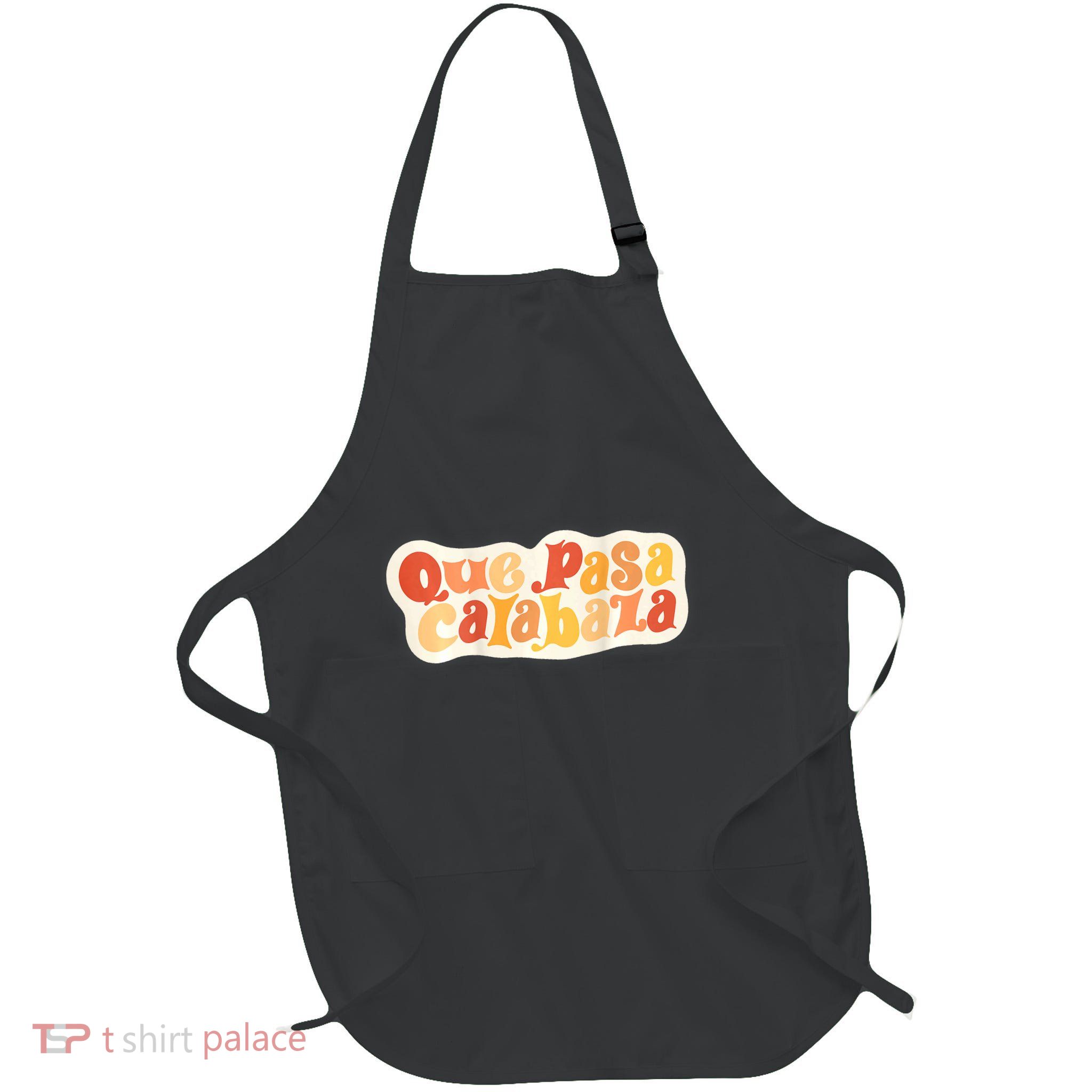 Que Pasa Calabaza Retro Groovy Pumpkin (Front & Back Design) Full-Length Apron With Pockets