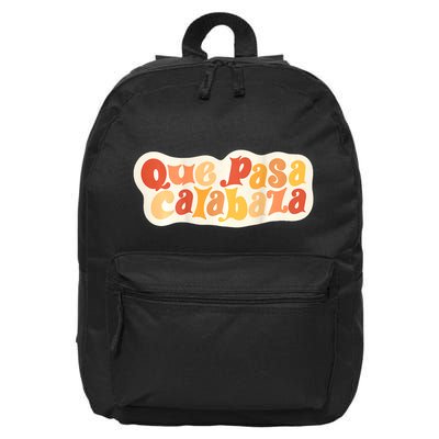 Que Pasa Calabaza Retro Groovy Pumpkin (Front & Back Design) 16 in Basic Backpack