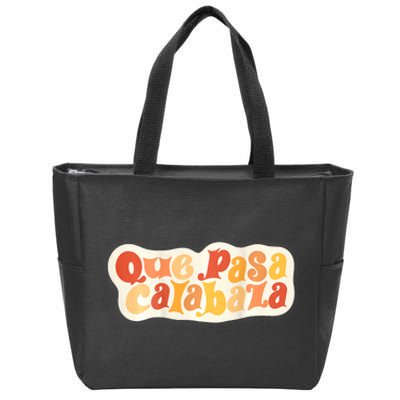 Que Pasa Calabaza Retro Groovy Pumpkin (Front & Back Design) Zip Tote Bag