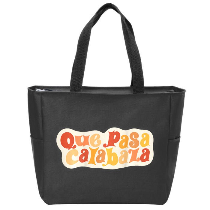 Que Pasa Calabaza Retro Groovy Pumpkin (Front & Back Design) Zip Tote Bag