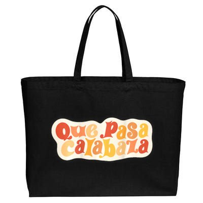 Que Pasa Calabaza Retro Groovy Pumpkin (Front & Back Design) Cotton Canvas Jumbo Tote