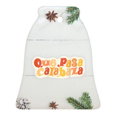 Que Pasa Calabaza Retro Groovy Pumpkin (Front & Back Design) Ceramic Bell Ornament