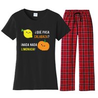 Que Pasa Calabaza Nada Nada Limonada Spanish Gift Women's Flannel Pajama Set