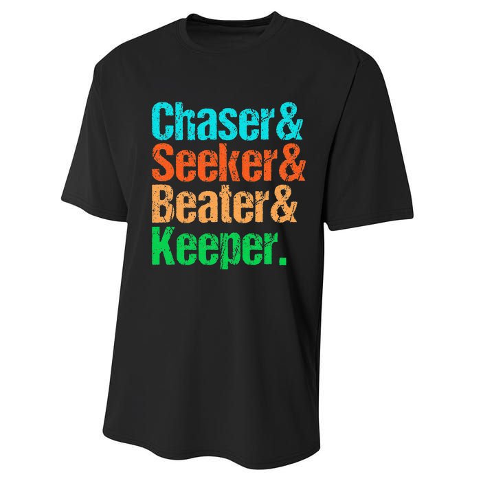 Quadball Positions Chaser Seeker Beater Keeper Performance Sprint T-Shirt