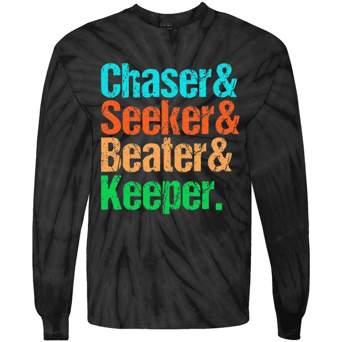 Quadball Positions Chaser Seeker Beater Keeper Tie-Dye Long Sleeve Shirt