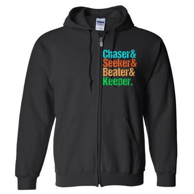 Quadball Positions Chaser Seeker Beater Keeper Full Zip Hoodie