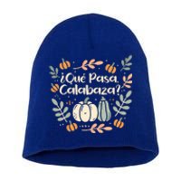 Que Pasa Calabaza Halloween Spanish Teacher Short Acrylic Beanie