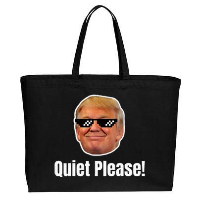 Quiet Please Donald Trump & Kamala Harris Debate Cotton Canvas Jumbo Tote