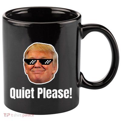 Quiet Please Donald Trump & Kamala Harris Debate Funny Meme 11oz C Handle Ceramic Mug