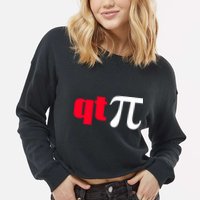 Qt Pi Funny Pi Math Nerdy Geek Humor Pi Day Cool Humor Great Gift Cropped Pullover Crew