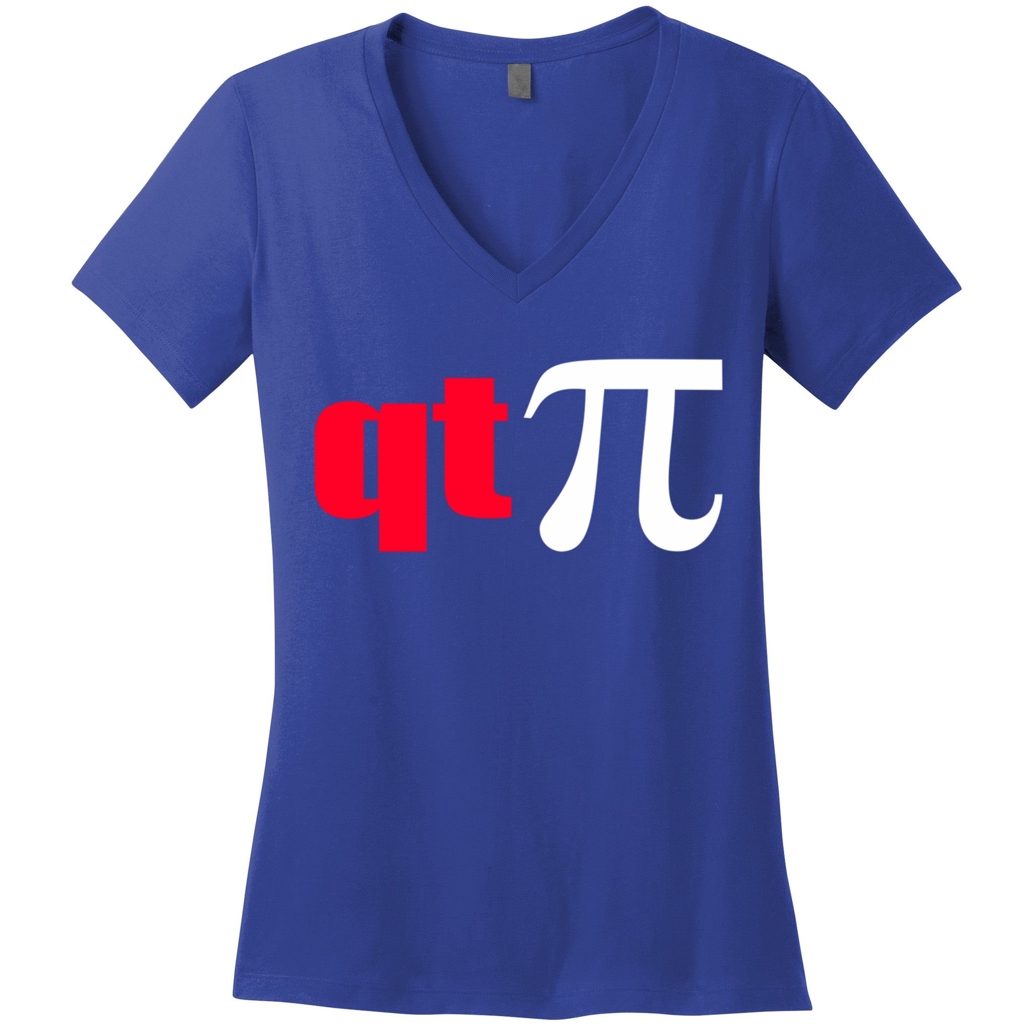 Qt Pi Funny Pi Math Nerdy Geek Humor Pi Day Cool Humor Great Gift Women's V-Neck T-Shirt