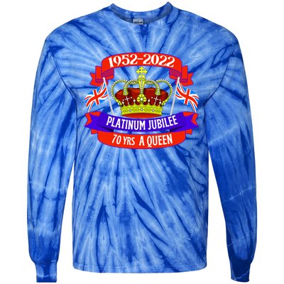 Queens Platinum Jubilee Cool Gift Queen Jubilee Union Jack Gift Funny Gift Tie-Dye Long Sleeve Shirt