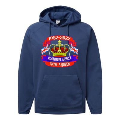 Queens Platinum Jubilee Cool Gift Queen Jubilee Union Jack Gift Funny Gift Performance Fleece Hoodie