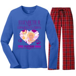 Queens Platinum Jubilee Cool Gift Queen Platinum Jubilee Gift Women's Long Sleeve Flannel Pajama Set 