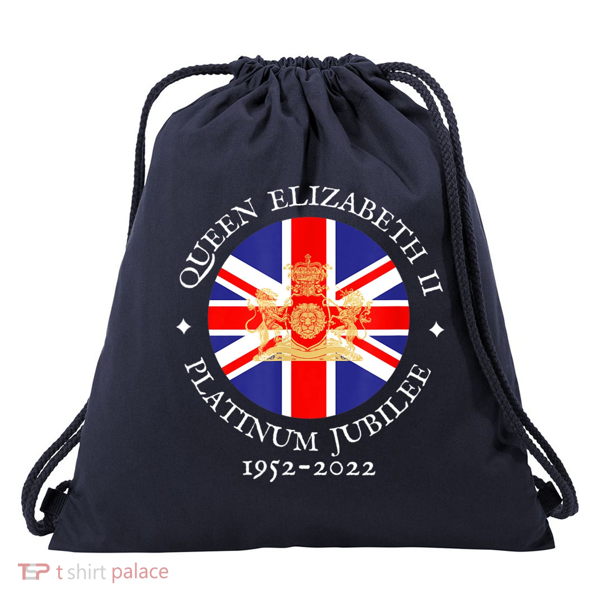 QUEEN'S PLATINUM JUBILEE, ROYAL CREST, UK GB UNION JACK FLAG Drawstring Bag