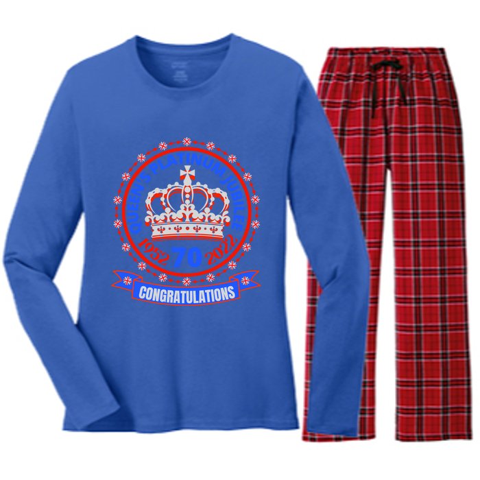 Queens Platinum Jubilee Gift Queen Jubilee 2022 Gift Uk Gift Women's Long Sleeve Flannel Pajama Set 