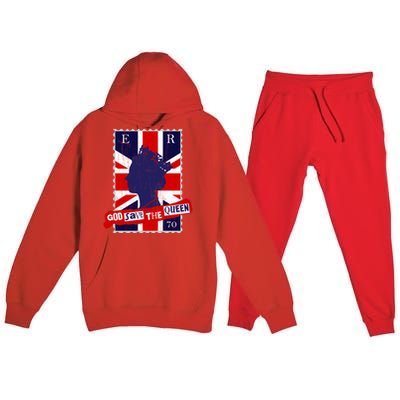 Queen's Platinum Jubilee God Save The Queen Funny Gift Premium Hooded Sweatsuit Set