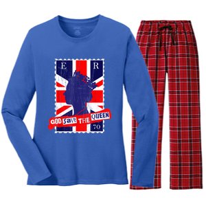 QUEEN'S PLATINUM JUBILEE GOD SAVE THE QUEEN Women's Long Sleeve Flannel Pajama Set 