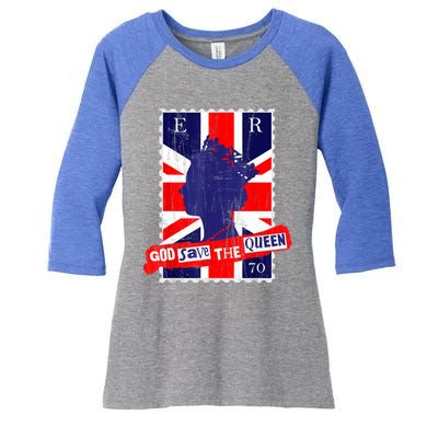 QUEEN'S PLATINUM JUBILEE GOD SAVE THE QUEEN Women's Tri-Blend 3/4-Sleeve Raglan Shirt