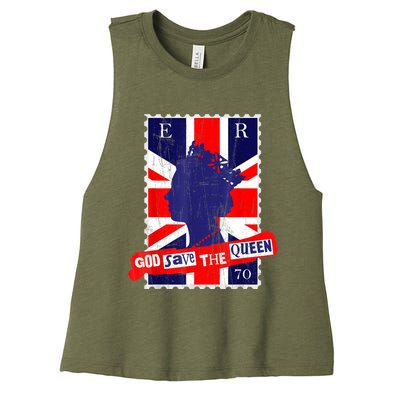 QUEEN'S PLATINUM JUBILEE GOD SAVE THE QUEEN Women's Racerback Cropped Tank