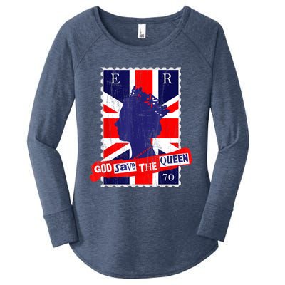 QUEEN'S PLATINUM JUBILEE GOD SAVE THE QUEEN Women's Perfect Tri Tunic Long Sleeve Shirt