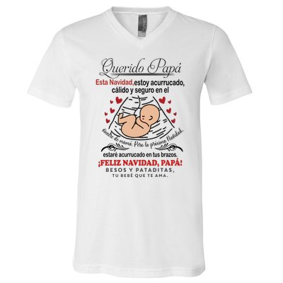 Querido PapáEsta Navidad Estoy Acurrucado V-Neck T-Shirt