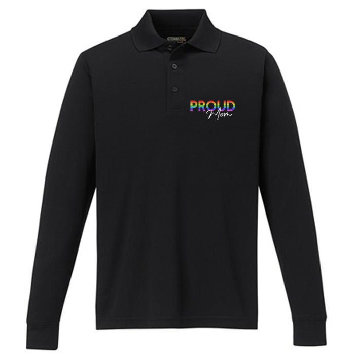 Queer Pride Proud Mom Rainbow Equality Pride Month LGBT Performance Long Sleeve Polo