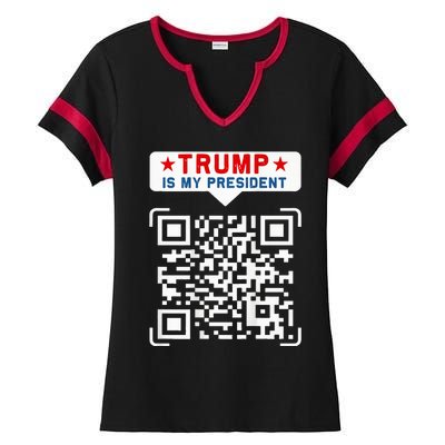 Qr President Trump 4547 Trump Dancing Code Ladies Halftime Notch Neck Tee