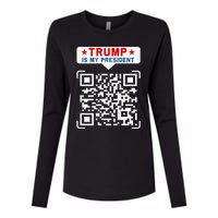 Qr President Trump 4547 Trump Dancing Code Womens Cotton Relaxed Long Sleeve T-Shirt