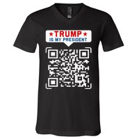 Qr President Trump 4547 Trump Dancing Code V-Neck T-Shirt