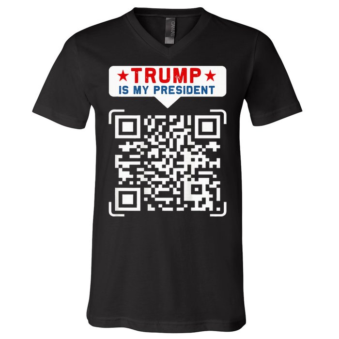 Qr President Trump 4547 Trump Dancing Code V-Neck T-Shirt