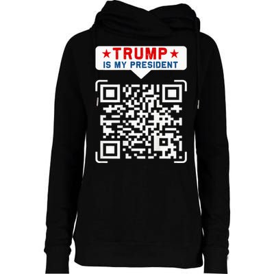 Qr President Trump 4547 Trump Dancing Code Womens Funnel Neck Pullover Hood