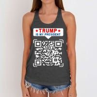 Qr President Trump 4547 Trump Dancing Code Women's Knotted Racerback Tank