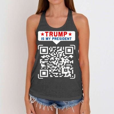 Qr President Trump 4547 Trump Dancing Code Women's Knotted Racerback Tank