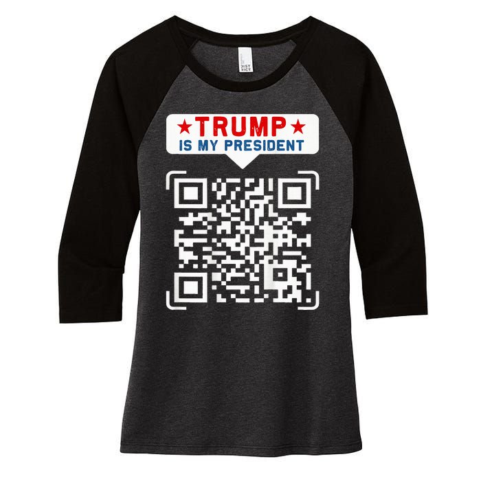 Qr President Trump 4547 Trump Dancing Code Women's Tri-Blend 3/4-Sleeve Raglan Shirt