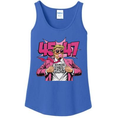 Qr President Trump 4547 Trump Dancing Code Ladies Essential Tank