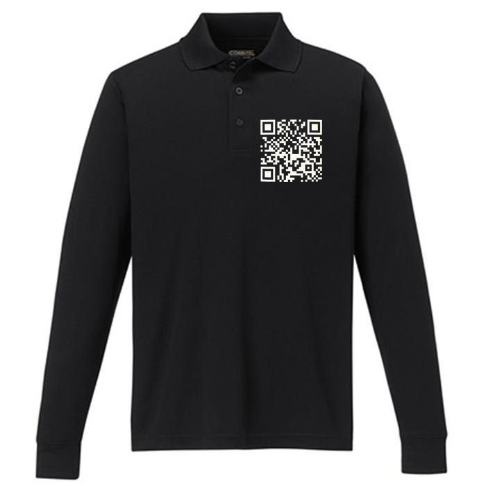 Qr President Trump 4547 Trump Dancing Code Performance Long Sleeve Polo