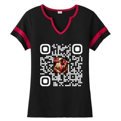 Qr President Trump 4547 Trump Dancing Code Ladies Halftime Notch Neck Tee