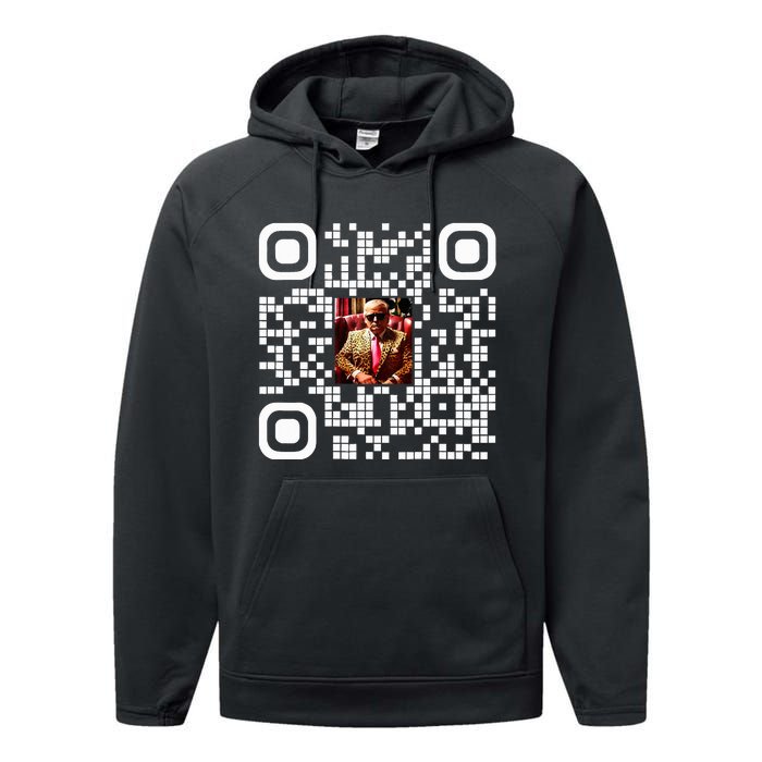 Qr President Trump 4547 Trump Dancing Code Performance Fleece Hoodie