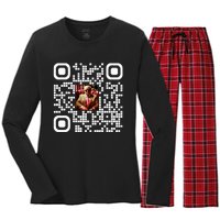 Qr President Trump 4547 Trump Dancing Code Women's Long Sleeve Flannel Pajama Set 