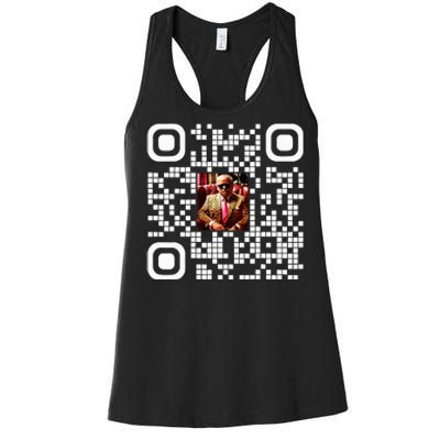 Qr President Trump 4547 Trump Dancing Code Women's Racerback Tank